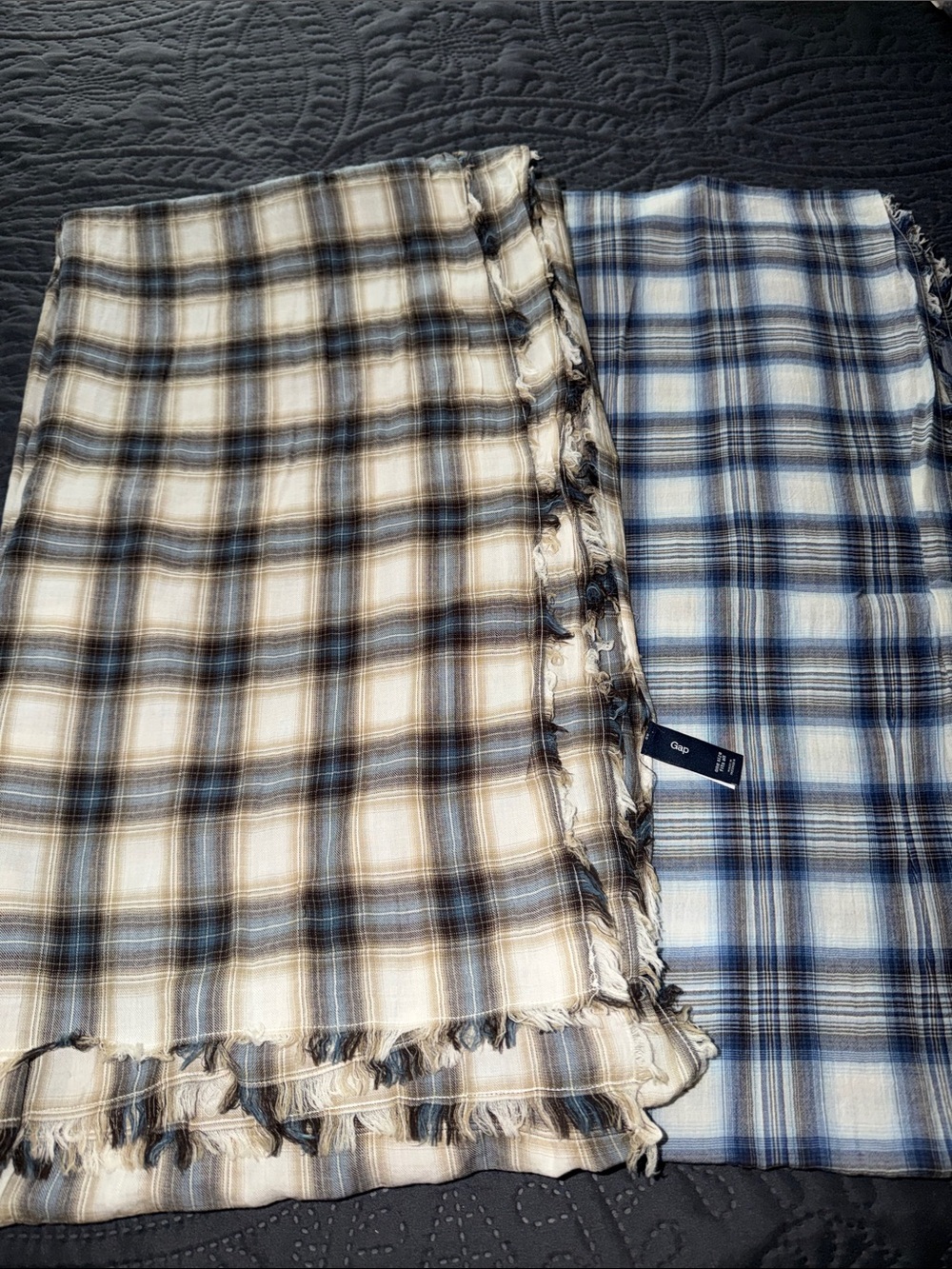 GAP Plaid Scarf— Blue and Cream, Brown and Cream